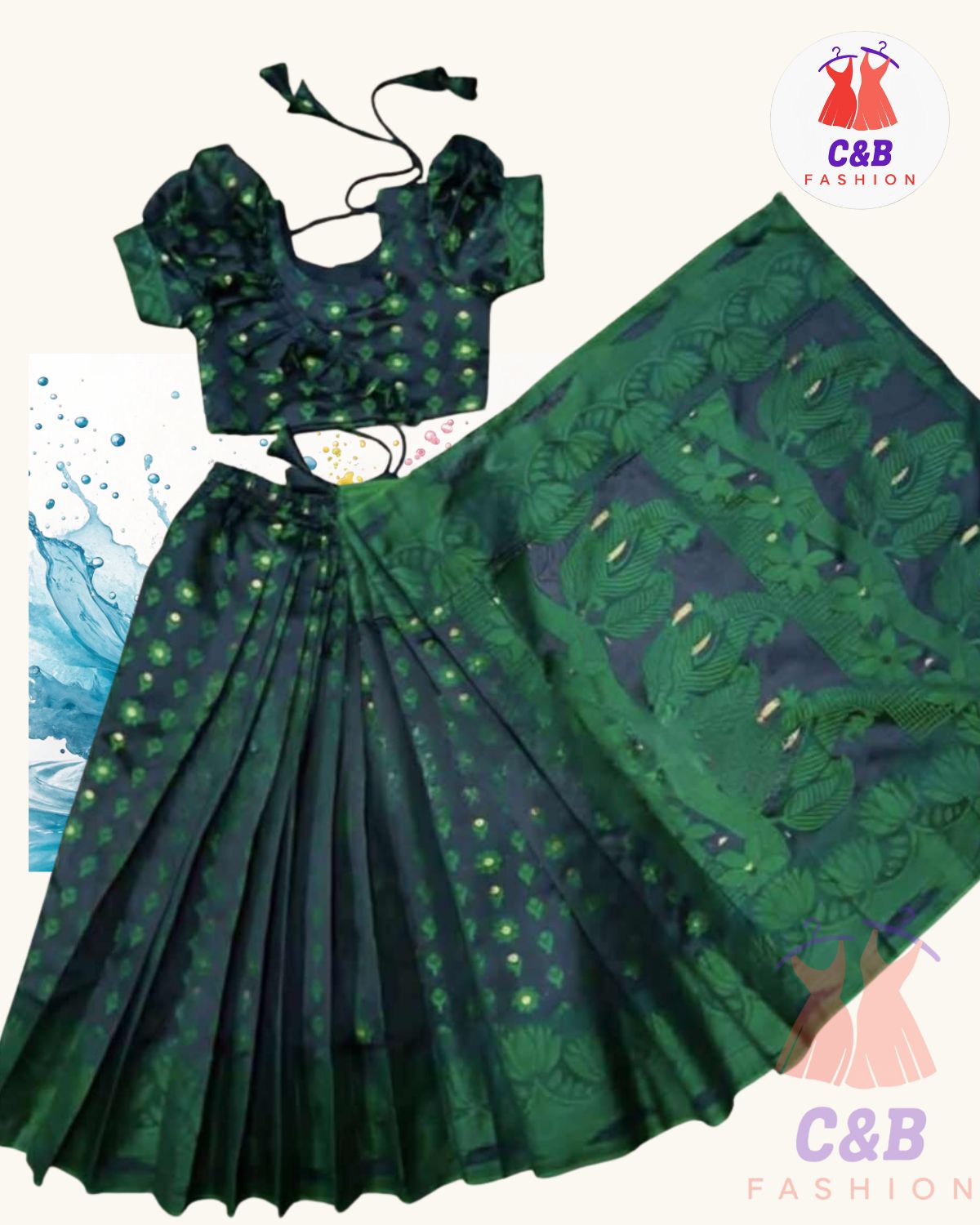 18 - Copy - Copy কালো-সবুজ নাকফুল জামদানী - Image 1