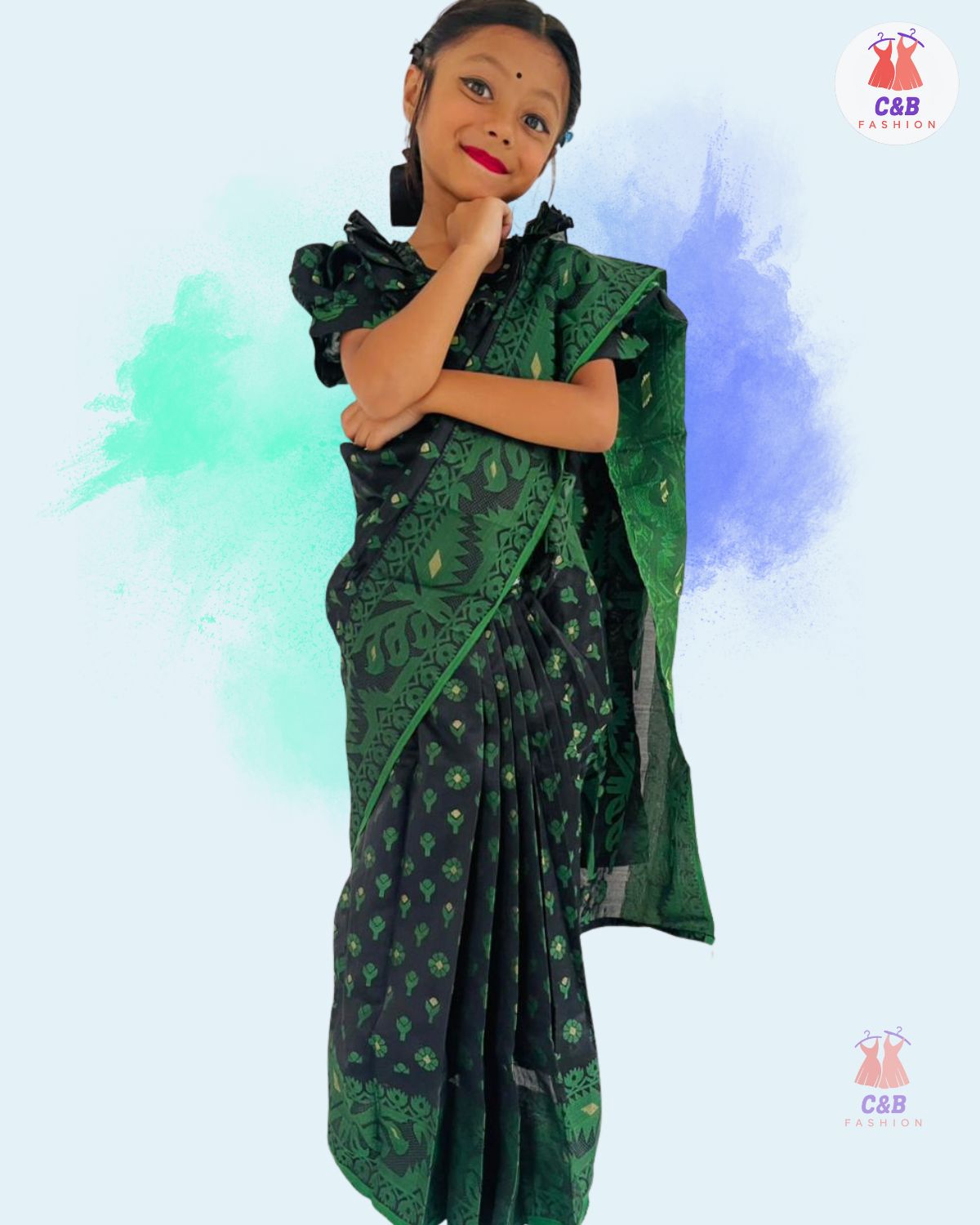 2 নাকফুল জামদানী রেডি শাড়ী - Image 1