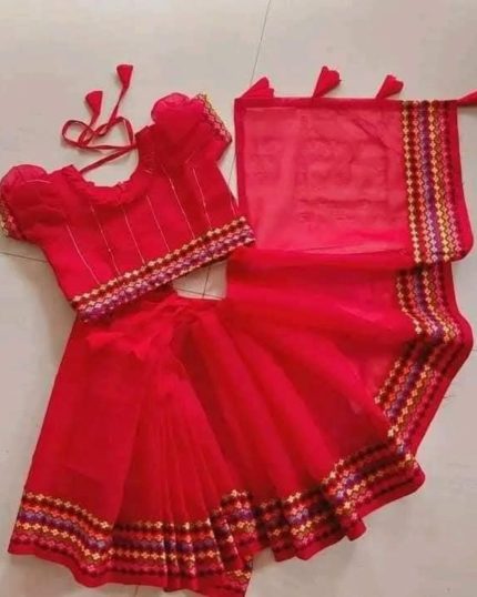 লাল পপকন রেডি শাড়ী