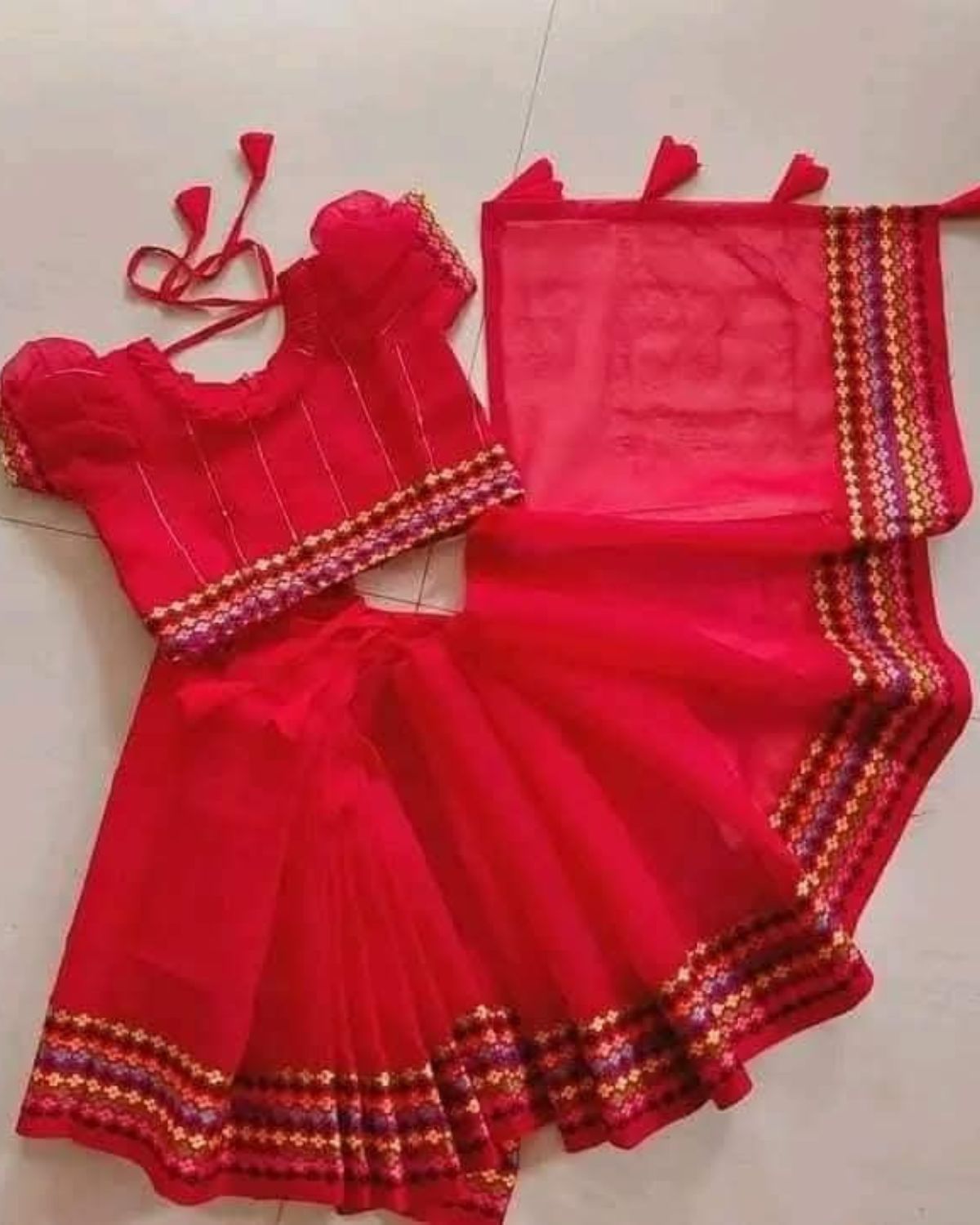 Untitled design (56) লাল পপকন রেডি শাড়ী - Image 1